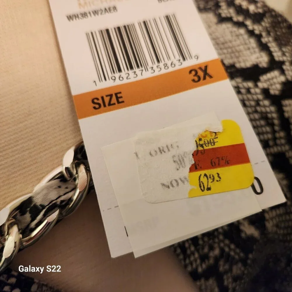 Michael Kors Print/Silver chain detailed dress. NWT. Size 3 X